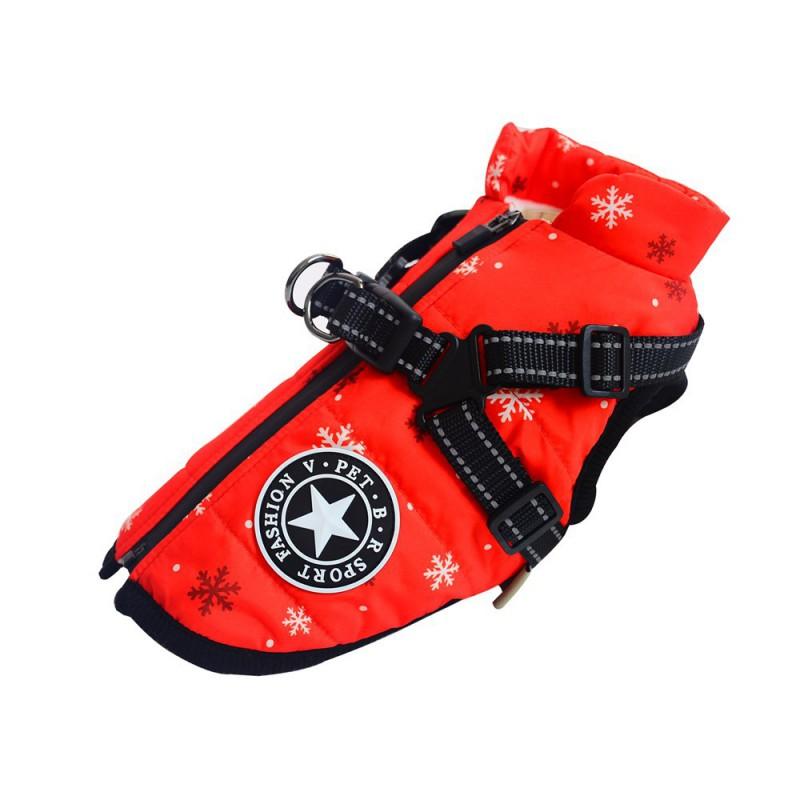 Warm Winter Dog Coat With Harness Small Medium Large Breeds Thick Cotton Pet Jacket All-Season