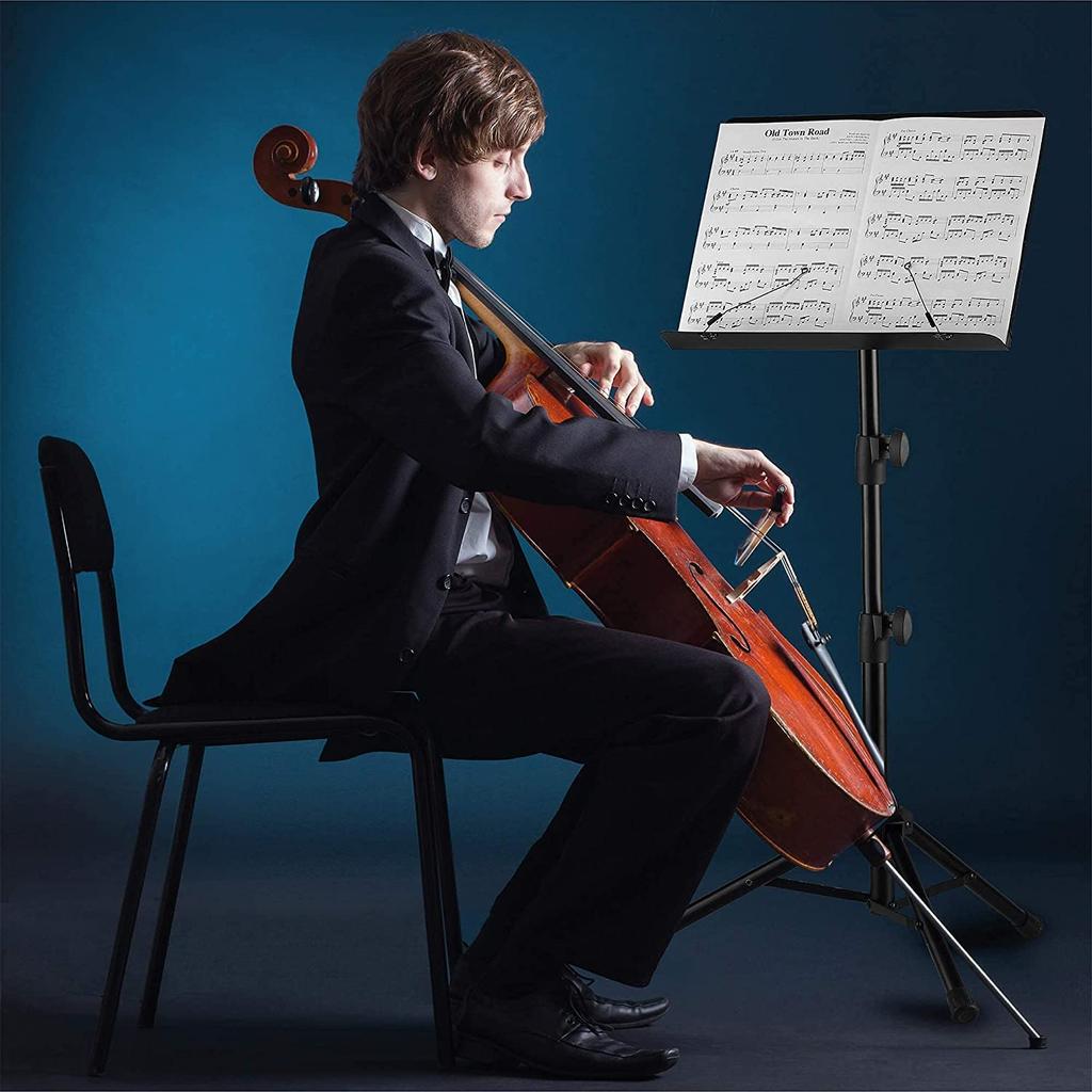 [2023 Desktop Edition] Folding Music Stand with Music Clip, Dual Functions: Reading Stand, Tabletop Writing Stand, Excellent Heat Dissipation,