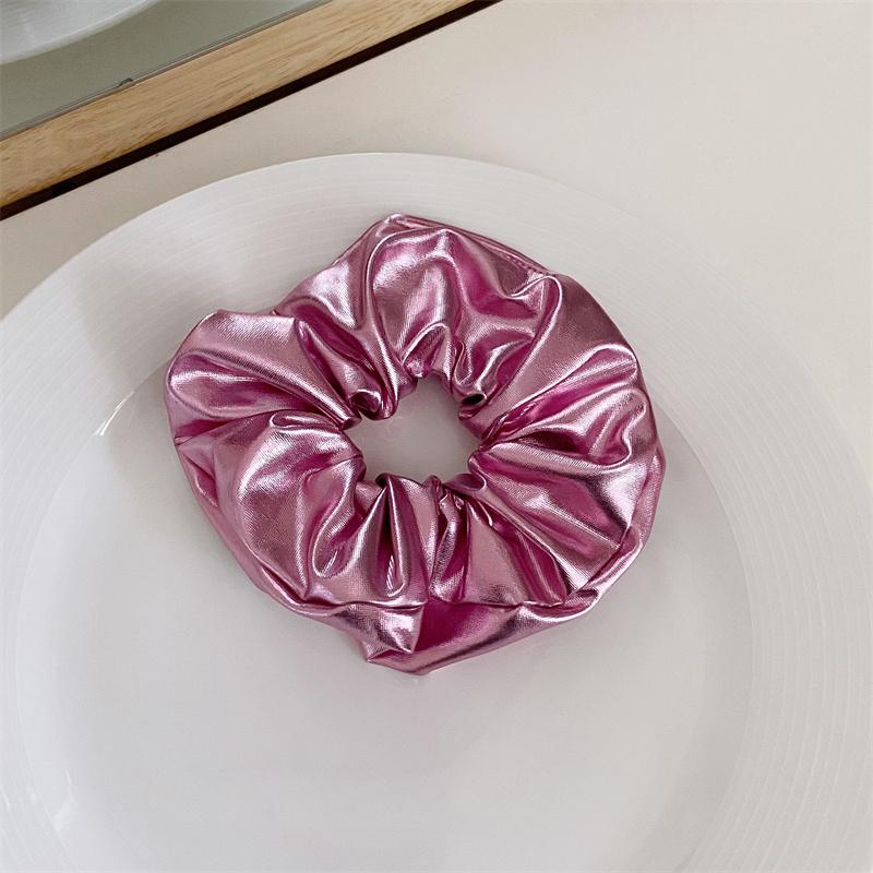 Y2k Scrunchies Metal Silver Color Medium Size Hair Tie Sweet Simple Elastic Hair Band Women Hair Accessories Daily Headwear