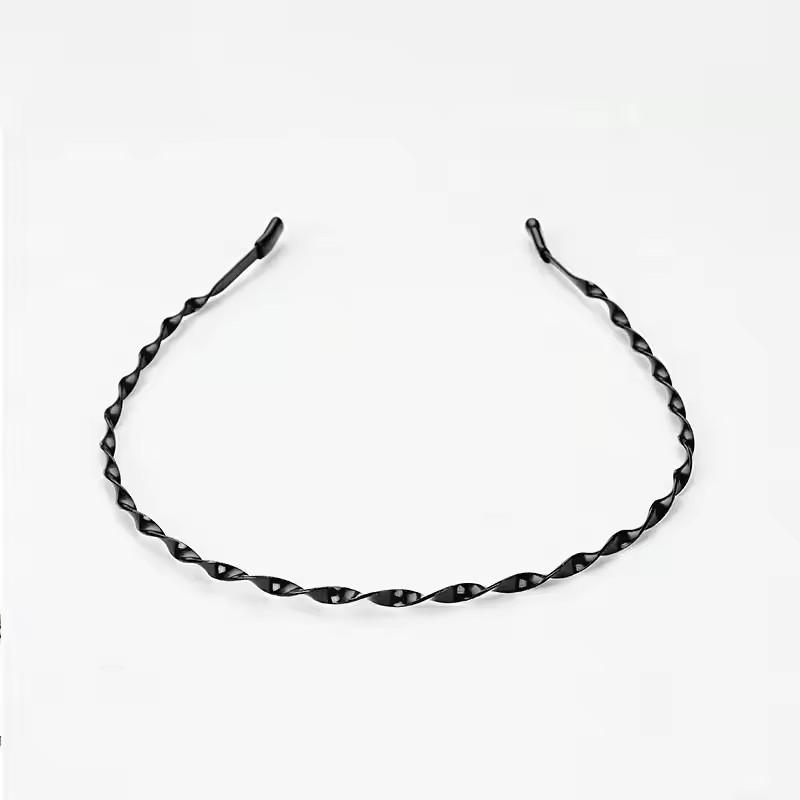 Unisex Black Elastic Non Slip Simple Metal Headbands For Men Women Wavy Hairband Spring Hair Hoop Fashion Hair Accessories