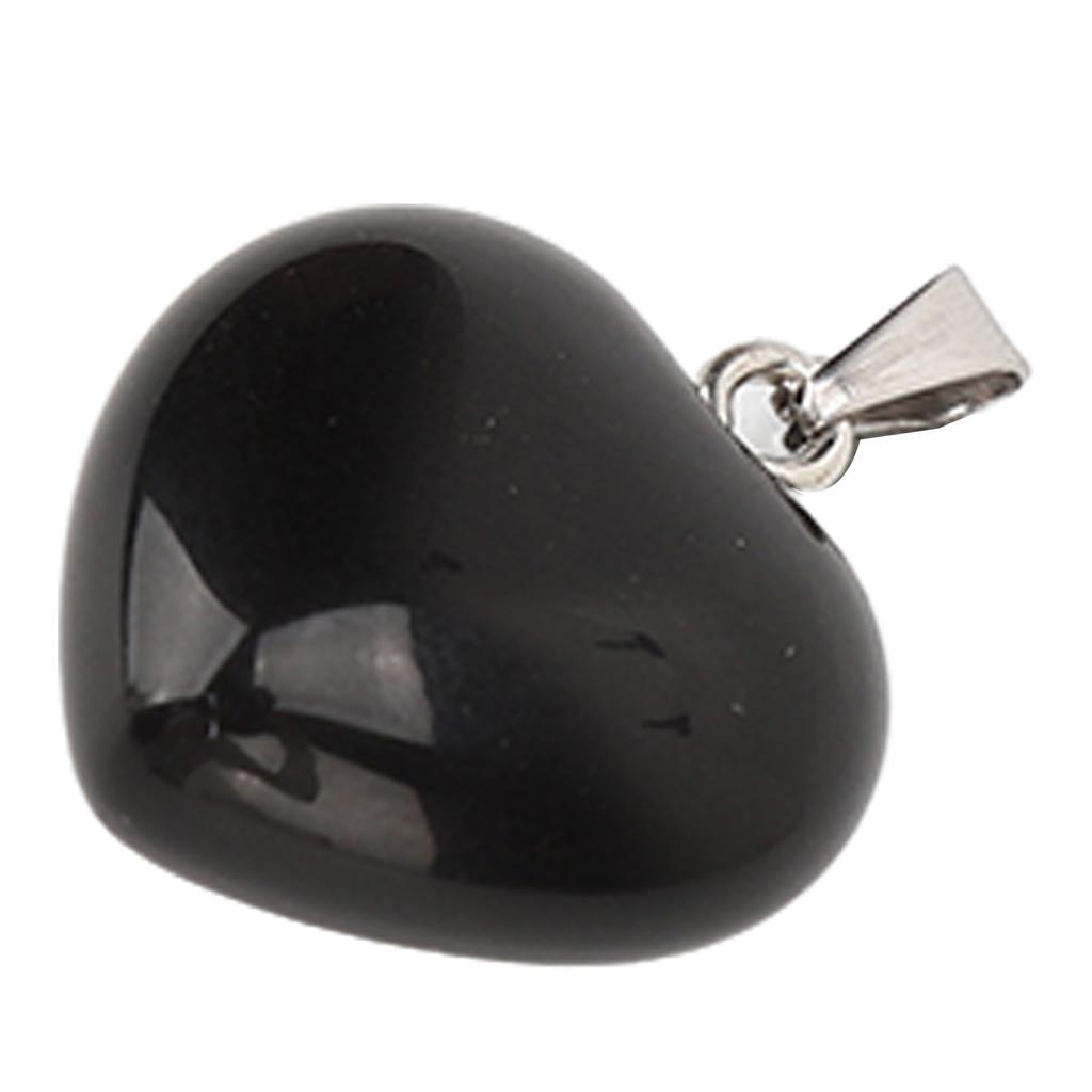10pcs Heart Shaped Pendant Set Black Smooth Exquisite Jewelry DIY Stone Pendant for Necklace Making