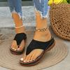 Summer large size toe wear beach sandals flat bottom thick bottom slope heel slippers women