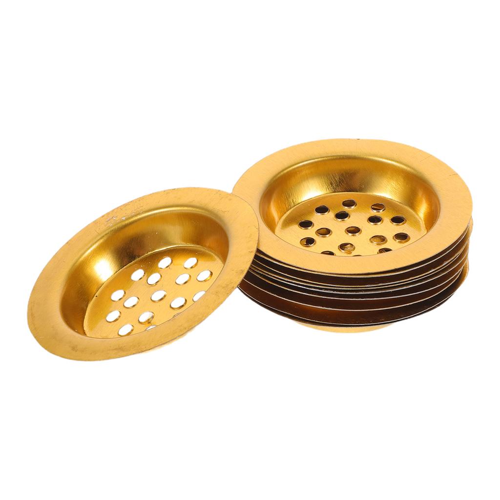 10pz Vassoio Bruciatore di Incenso Inserto Tazza in Ferro Perforato Tono Oro Per Resina Oud Bakhoor Supporto Disco Carbone Schermo Incensiere - 7