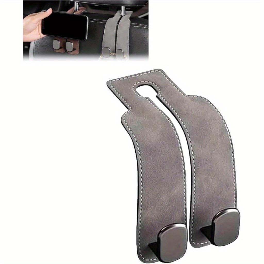 1 Pack Durable PU Leather Car Seat Back Hook - 360° Rotating Headrest Storage Bags and Accessories, Compatible with Most Vehicles