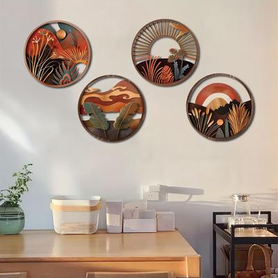 Bohemian Wall Decor 4 Pieces Wooden Bedroom Decor Aesthetic Wall Decor For Living Room Bedroom Dorm College Dorm Nursery