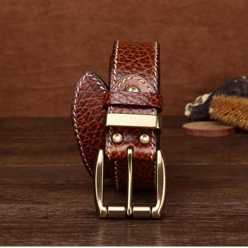 Neuer Retro Personalisierter Ledergürtel Herren Kupferschnalle Lokomotiv-Jeansgürtel Trendig