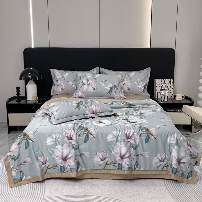 2024 Washed Silk Tencel Printed Summer Quilt and Summer Cool Quilt Core,Summer Coolness Ice Cold Air Condition Thin Blanket