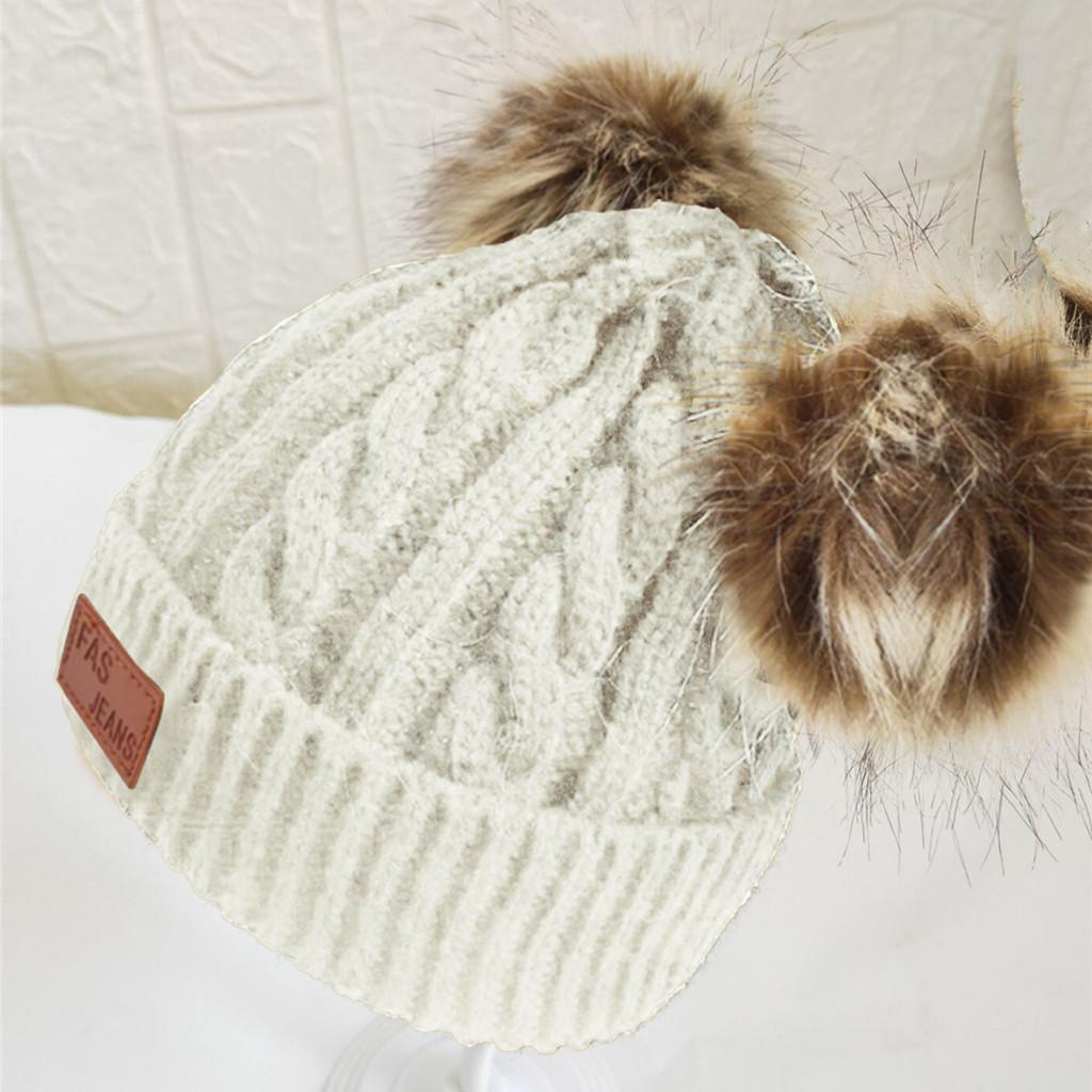 Double Ball Kinder Wollmütze Wollknäuel Baby Strickmütze Elastizität