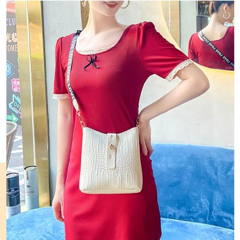 Crocodile Pattern Bucket Bag New Korean Version Trendy Bag Women