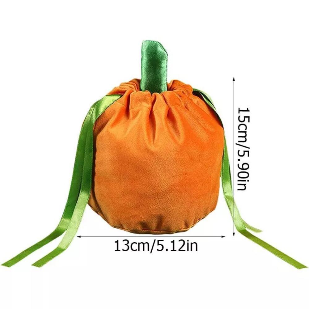 New Halloween Pumpkin Candy Bag Orange Festival Decoration Gift Bags Velvet Party Decor Trick Or Treat Kids