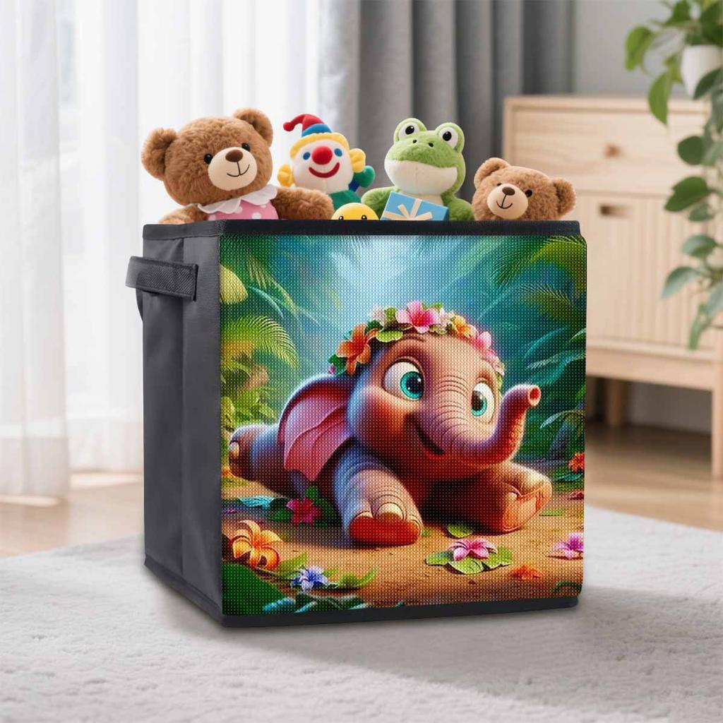The Pink Elephant 5D Diamond Painting Storage Basket Full Round Drill Mosaic Diamond Embroidery Cross Stitch Kits Home Decor Home Decor