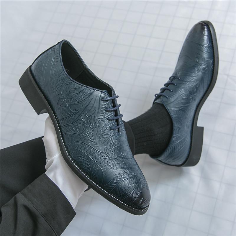 Fashion British Designer New Men's Blue  Lace Up Business Formal Oxford  Shoes Male Luxury Formal Wedding Prom Dress Homecoming Footwear