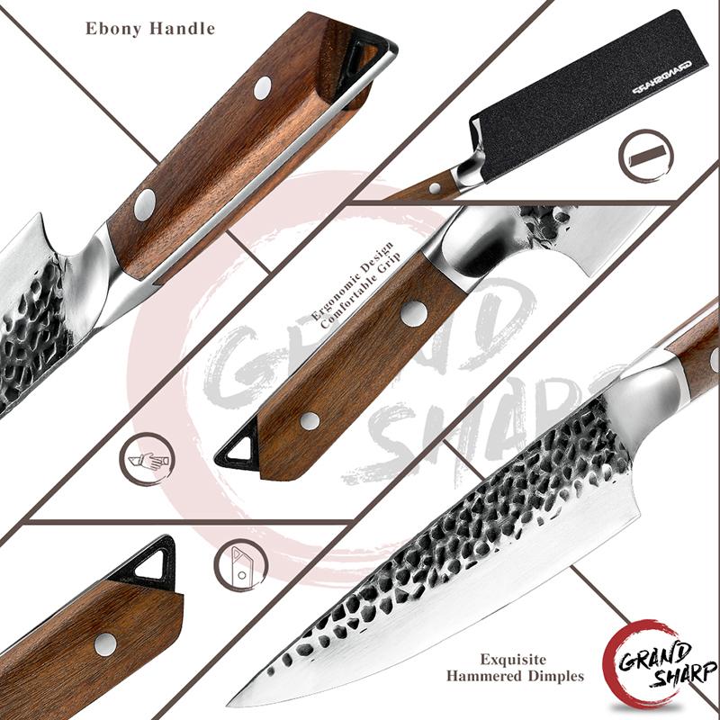 Professional Chef Knife Hand Forged Stainless Steel Kitchen Butcher Knives Vegetables Cutter Meat Slicer Ebony Handle
