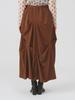 Ray Beams Women's Random Tuck Voluminous Skirt, Brown 1