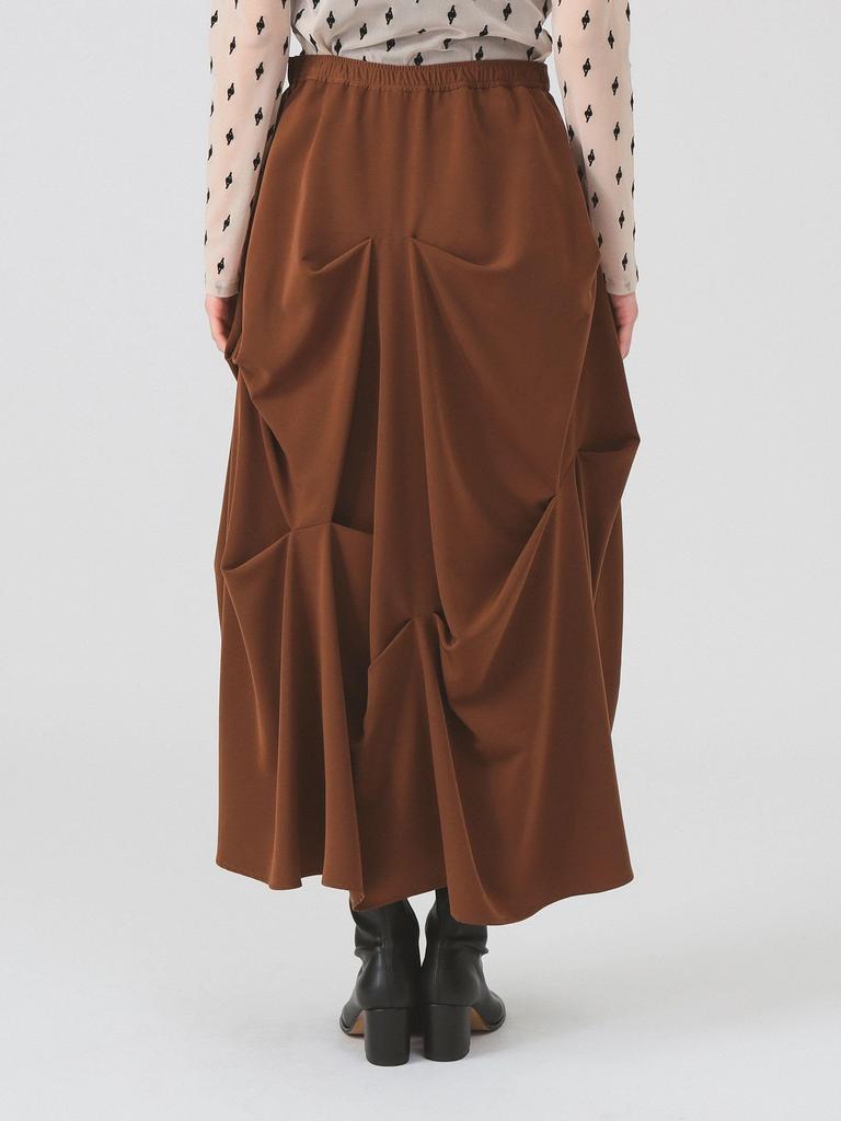 Ray Beams Women's Random Tuck Voluminous Skirt, Brown 1