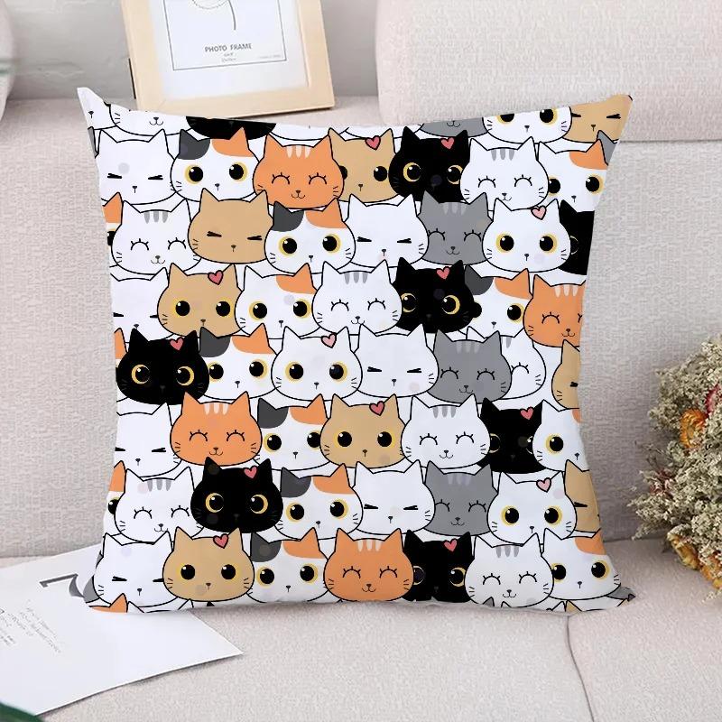 Niedliches Katzenmuster Dekorative Kissenhülle Kissenbezug Bettwäsche Dekoration