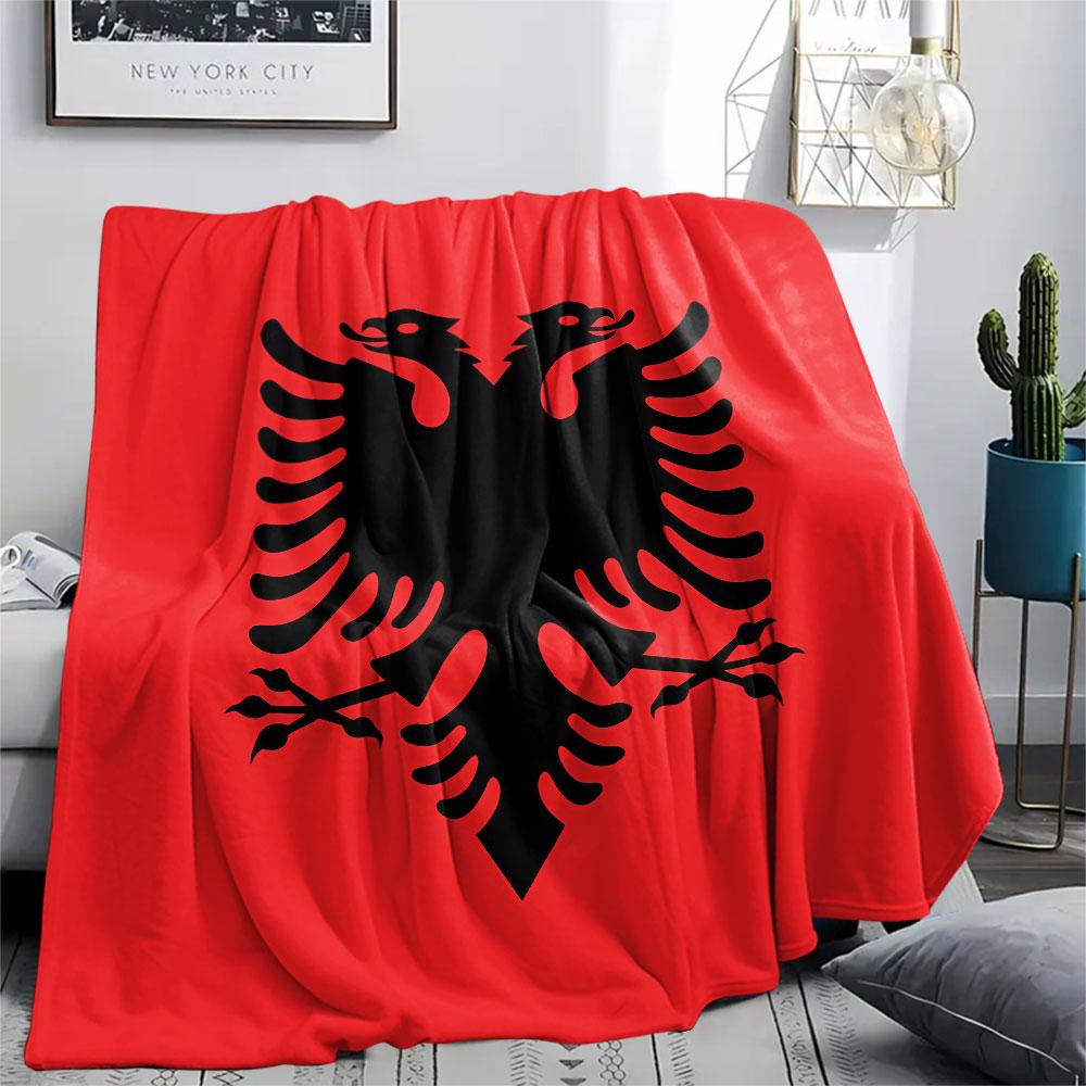 1PC Republic of Albania Patterned Flannel Blanket Suitable For All Seasons for Home Decor Warmth and Comfort Gifts Holiday Present