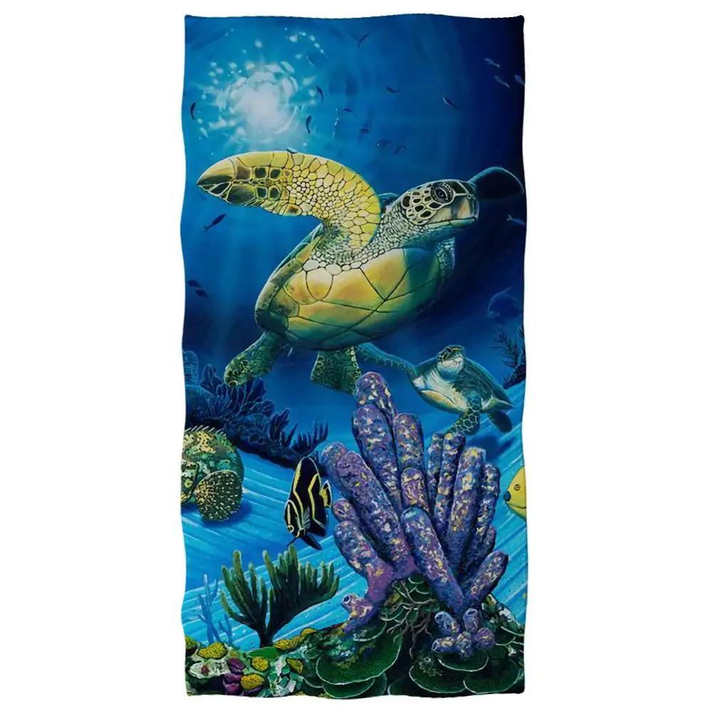 Ocean Animals Cotton Bath Towels 3D Dolphin Shark Turtle Whale Beach Towel Microfiber Home Textile Face Hair Hand Towel