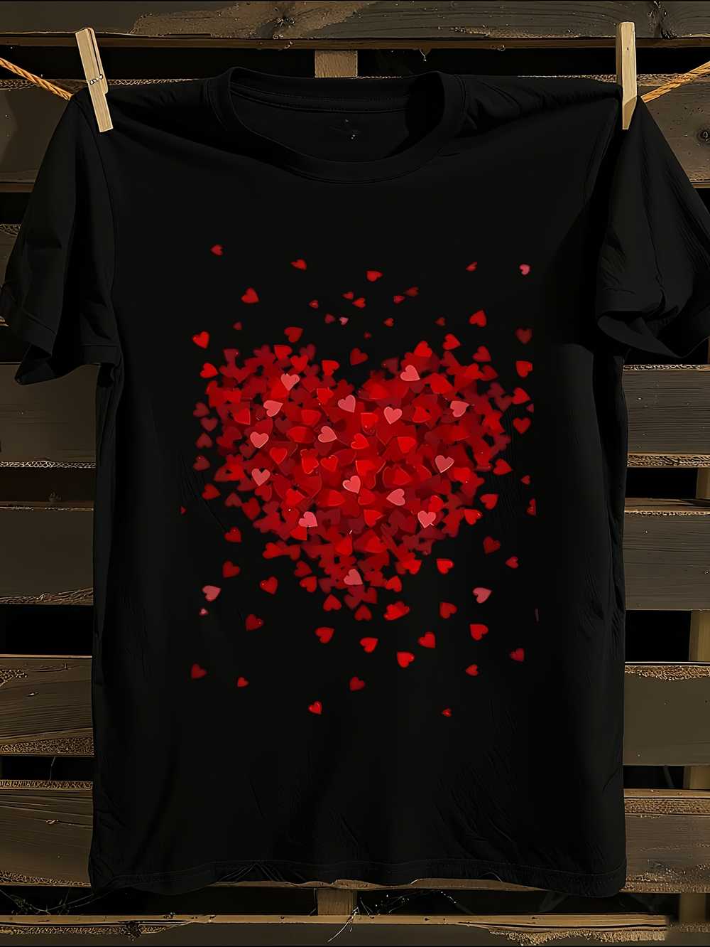 

WoRetro 3D Red Heart Print T-Shirt Mens Tshirt Womens Tshirts with Letters Print Short Sleeves T-Shirt Casual Street Tee Shirt Top M