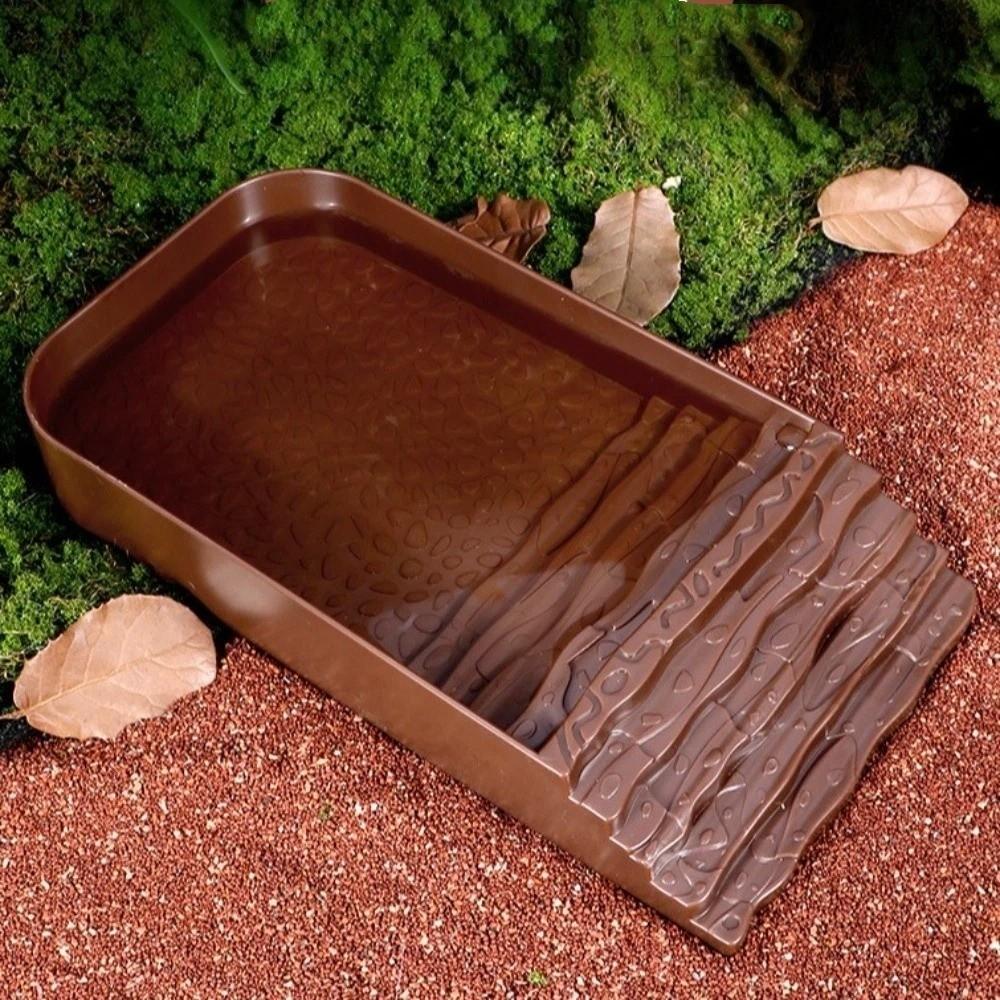 Ornaments Plastic Reptile Water Dish Square Ladder Climbing Turtle Bath Basin with Ramp Multi-functional Bathing Pool Amphibians
