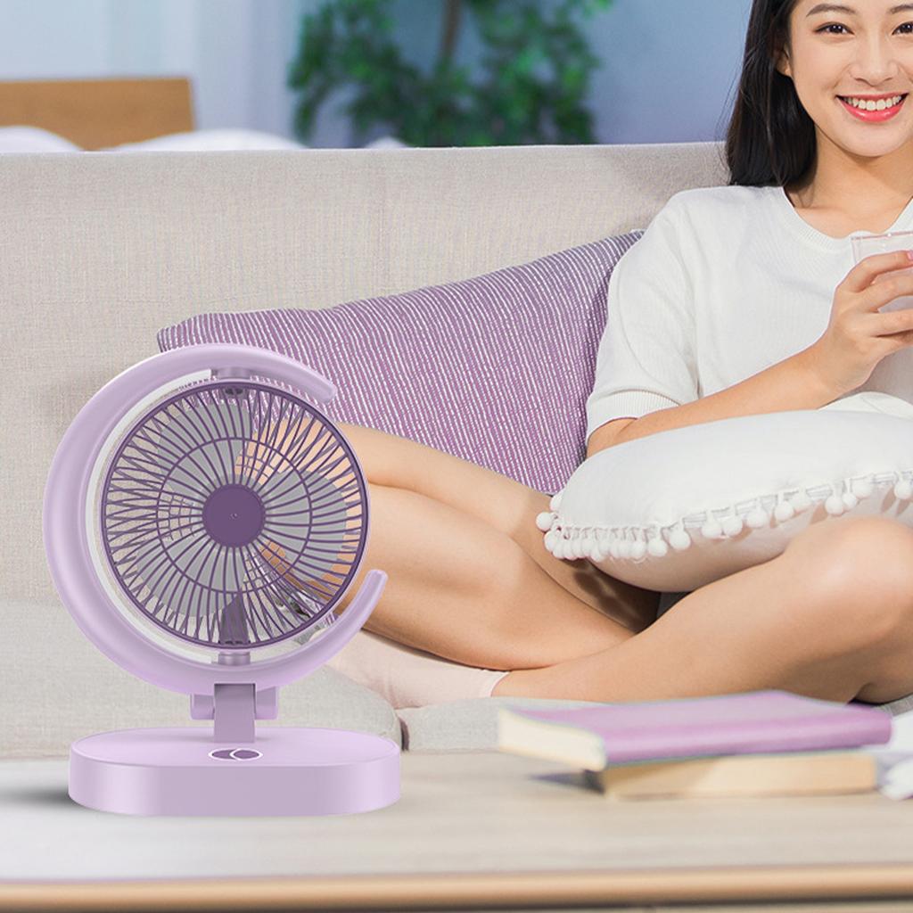 USB Desk Fan Rechargeable Quiet Small Portable Desktop Table Fan with Light for Home Travel