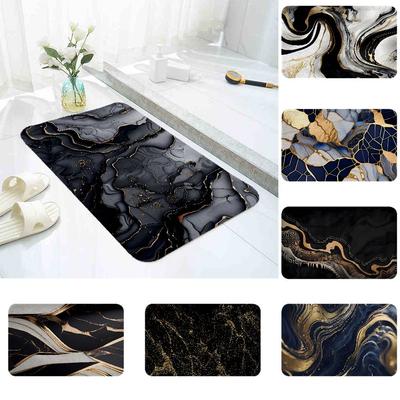 Luxus Schwarzes Gold Marmor Bodenmatte Badezimmer Saugfähige Matte Einfache Tür Schmutzabweisende Matte Haus Küche Matte Fußmatte Eingangsbereich Matte