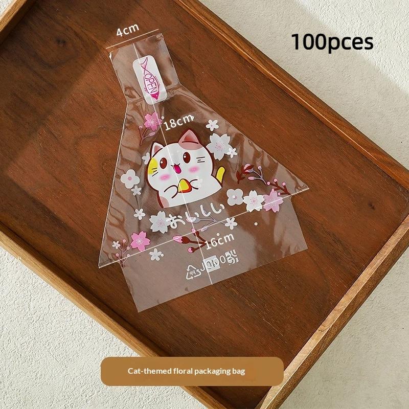 100Pcs Sushi Bags Lovely Japenese Triangle Rice Ball Disposable Packaging Bag Sushi Making Mold Bento Accessories