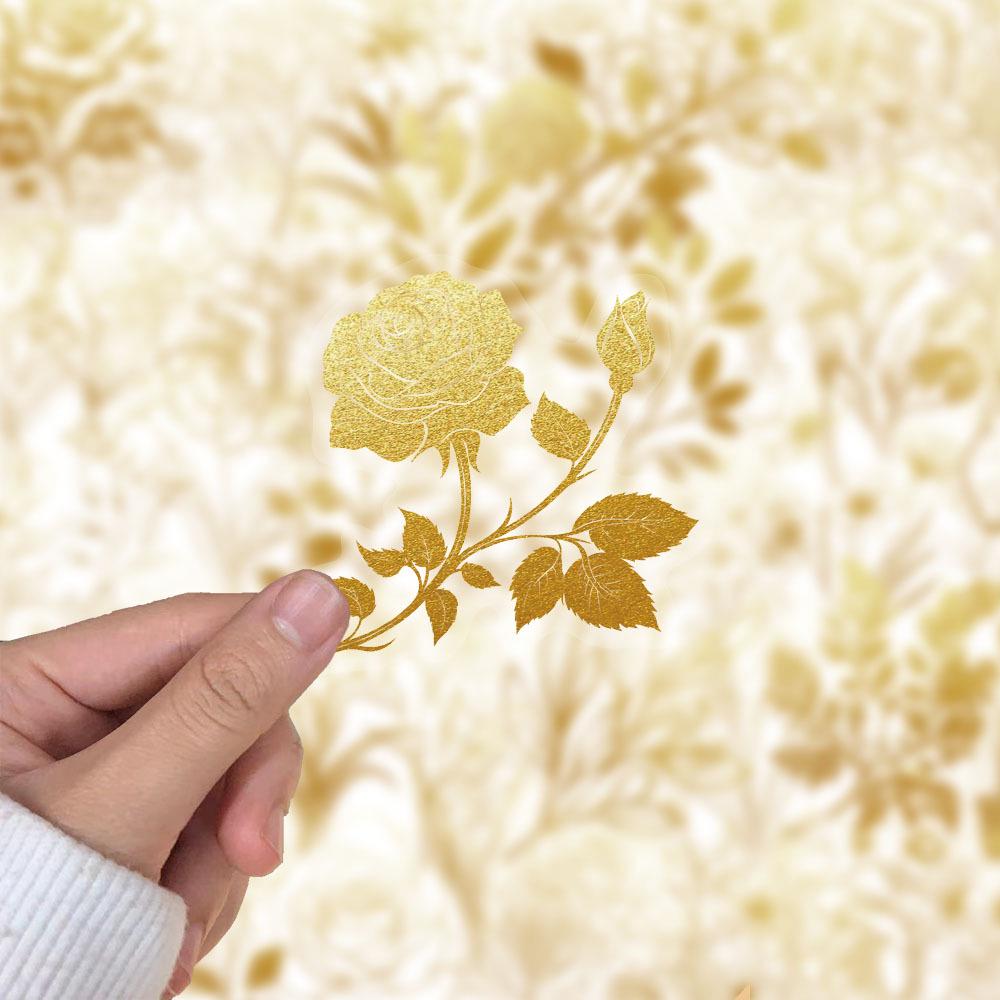 50 Creative Gold Plant Transparent PET Stickers for Water Cups, Phone Cases, and Computers - 50 Sheets/Set
