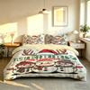 Christmas Duvet Cover Set 3Pcs Cute Cartoon Snowman Reindeer Antler Print Soft Microfiber Bedding with Pillowcases
