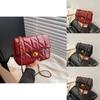 Solid Color Lattice Pu Leather Small Shoulder Bag With Chain Strap For Daily Use