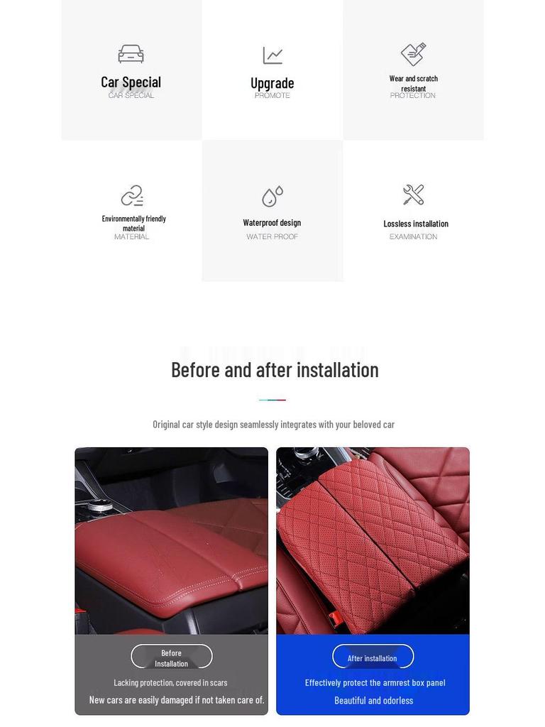 BMW X5/X6/X7 Armlehnenbox Lederbezug – Zentraler Höherer Polster für Innenraummodifikation.