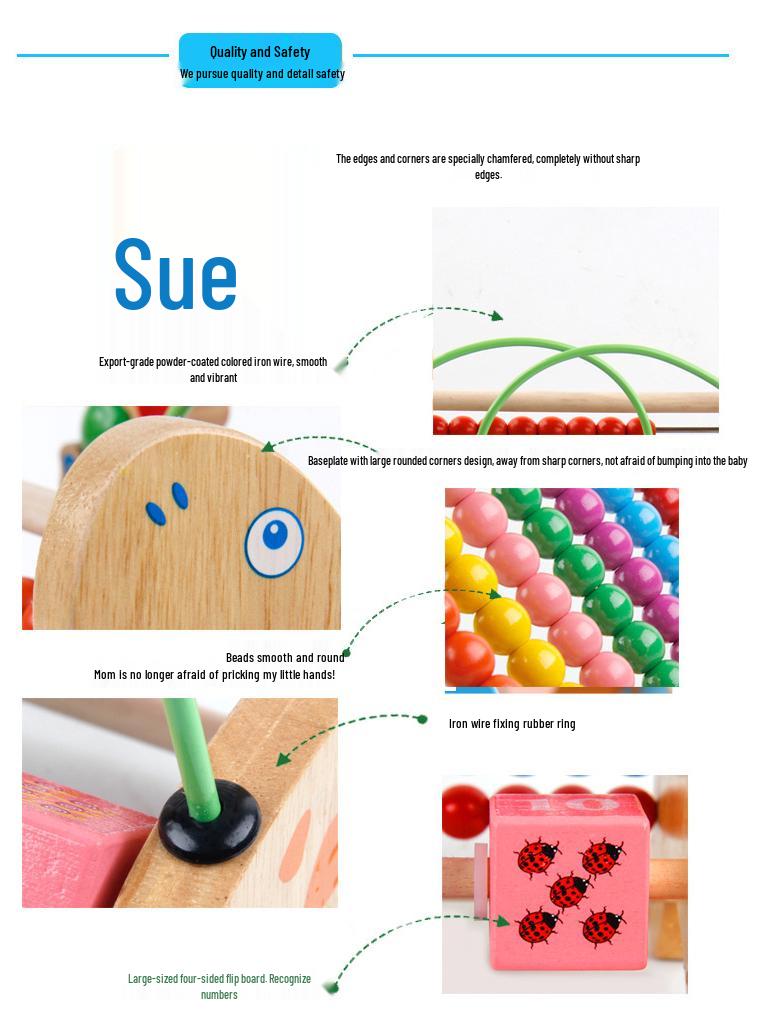 Multifunctional Wooden Abacus & Bead Maze for Baby's Hand-Eye Coordination and Early Education