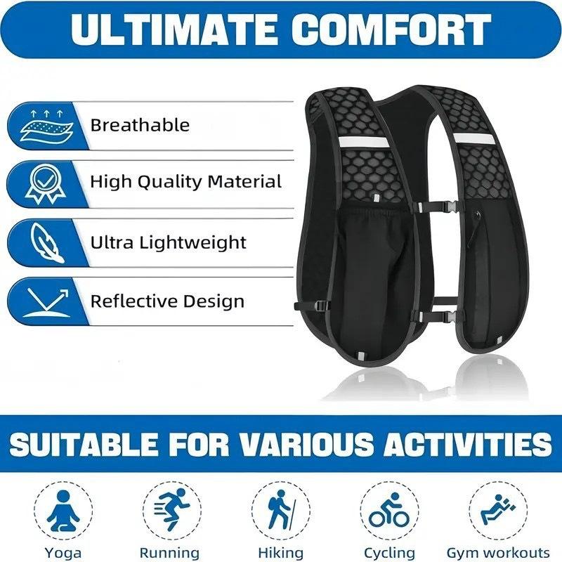 Running Water Bottle Storage Vest Lightweight Running Vest Reflective Hydration Water Chest Pack With Phone Holder