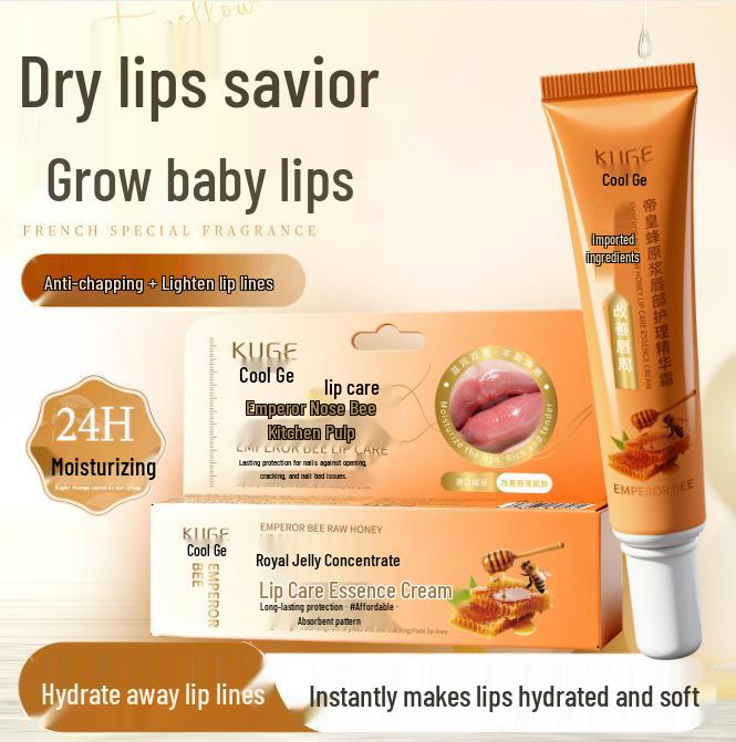 Kugedi Imperial Bee Royal Jelly Lip Care Balm - Hydrating, Moisturizing, Anti-Cracking, Fades Lip Lines.