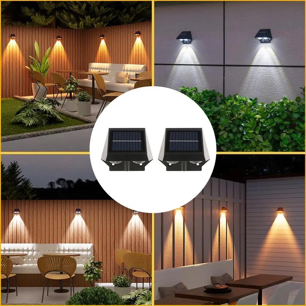 2/4pcs Solar Wall Light LED Fence Lamp Outdoor Garden Waterproof Lighting Warmlight for Courtyard Exterior Wall Decorative Light