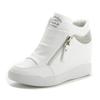 Fashion Comemore Women Wedge High Top Sneakers Zipper PU Leather Casual Shoes Sequins Thick Bottom White Internal Heighten Plus Size 42