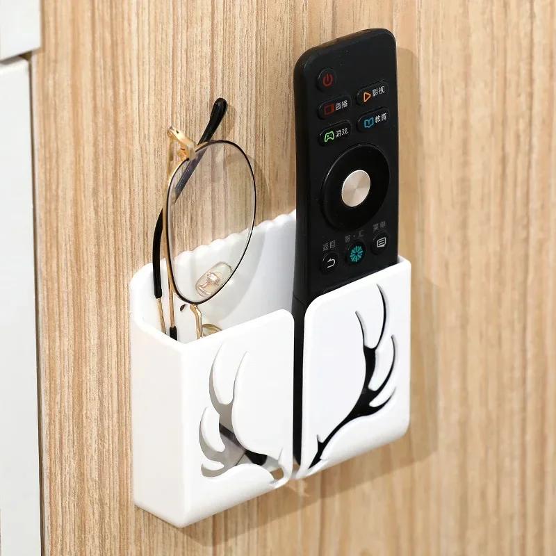Durable Deer Antler Remote Control Holder No Punching Required Wall Mounted Rack Shelf Wall Storage Adhesive Phone Storage Rack