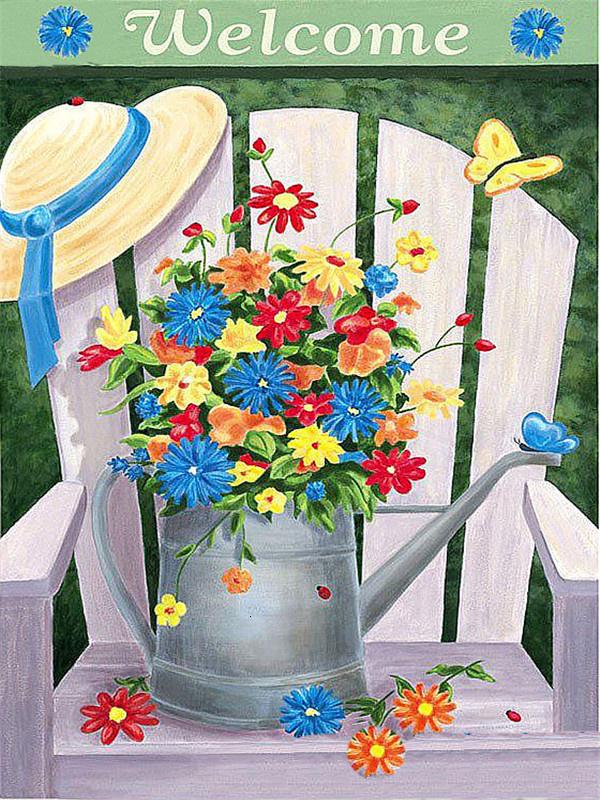 Diamond Mosaic Welcome Text Full Drill Square Diamond Embroidery Flower Needlework Beaded Mosaic Bird 5D DIY Home Decor