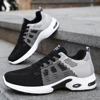Shoes Men's Sneakers Spring New Sneakers Men's Shoes Fly-woven Air Cushion Shoes Lace-up Lightweight Running Shoes