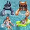 Animais Brinquedos Infláveis Redes com Assentos de Malha Boia de Piscina Simulação Forma de Tubarão Cão Cama Flutuante Reclinável Inflável