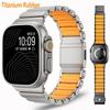 Titanium Rubber Band for Apple Watch Ultra 3 2 49mm Series 11 10 46mm 42mm Magnetic Strap for Iwatch 9 8 7 45mm 6 5 4 Se3 44mm