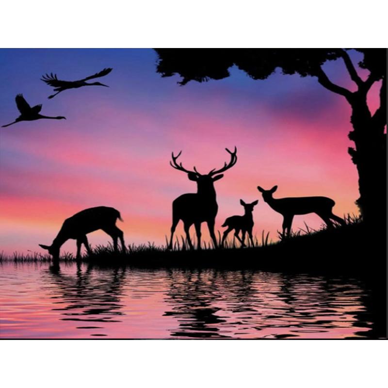 Diamantmaling Løvetann Full Firkant Mosaikkkunst Solnedgang Diamantbroderi Landskap Bilde av Rhinestone Hjemmedekor