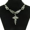 Gothic Flame Cross Necklace For Men Women With Alloy Pendant Stylish Hiphop Jewelry