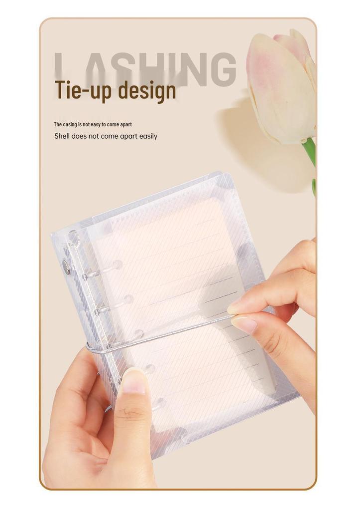 M5 Transparent Twill Loose-Leaf Binder Diary with Removable Five-Hole Strap