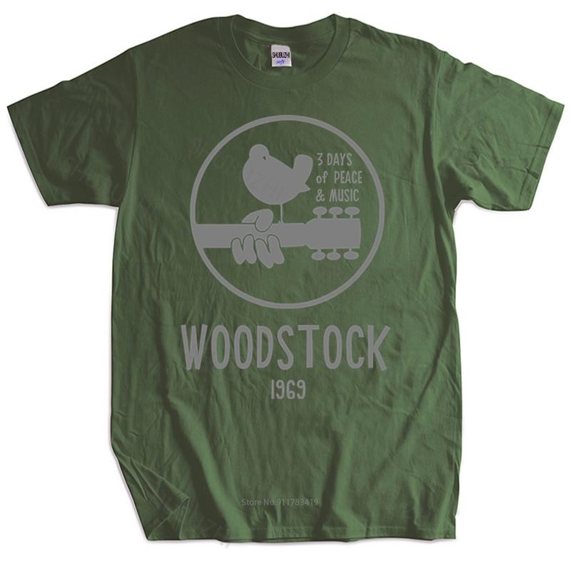New Fashion Tshirt Cotton Tees Woodstock 1969 Vintage T Shirt Men Music Brand Tshirt Men Top Tees
