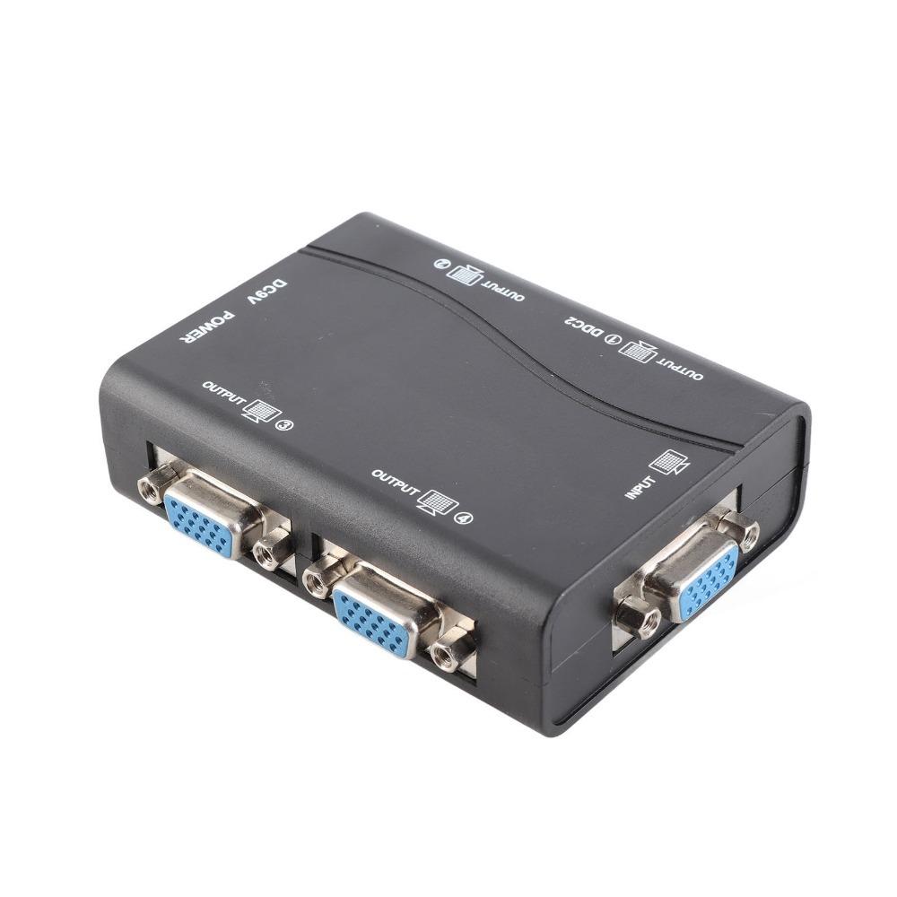 1920x1440 Video Distribution Duplicator 1 In 4 Out 250MHz VGA Splitter Amplifier Box For Projector