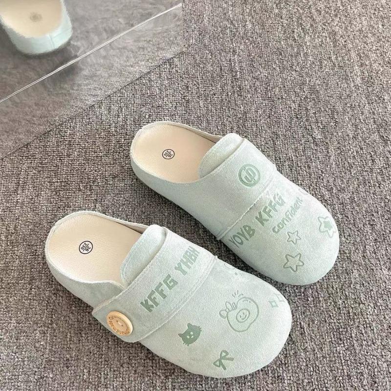 Retro thick-soled bag head and half slippers for women's summer outer wear, new versatile lazy one-pedal Boken sandals