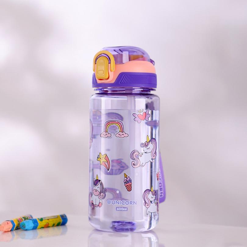 600ML Cartoon Animal Water Bottle Cup With Straw For Kids Leak Proof Anti-falling Toddlers Beverage Kettle Summer Water Cup