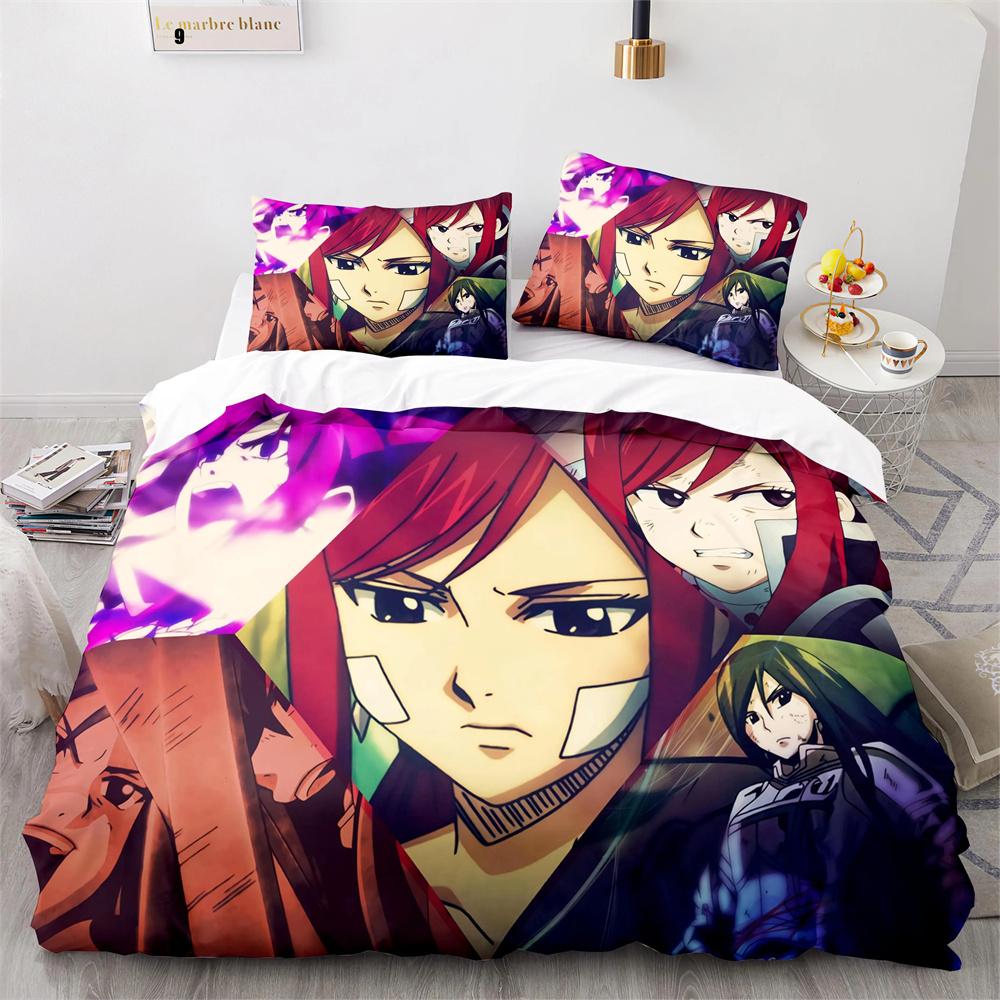3D-Druck Fairy Tail Natsu Anime Bettwäsche-Kollektion Doppel Einzel King Bettbezug Decke Kissenbezug Jungen Mädchen Erwachsene Schlafzimmer