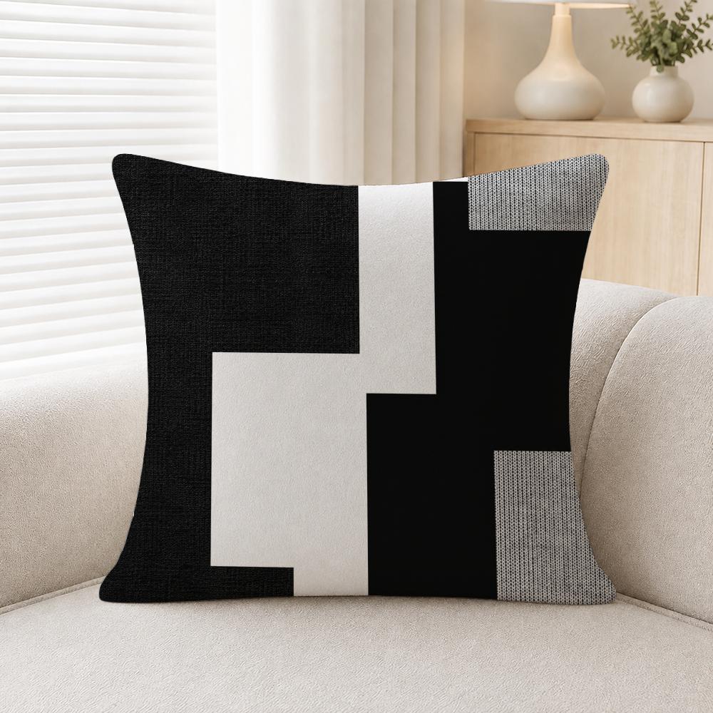 Pattern Modern Black And White Geometric Pattern Cushion Cover Soft Plush Fluffy Throw Pillow Cases For Sofa Bedroom Home Decor
